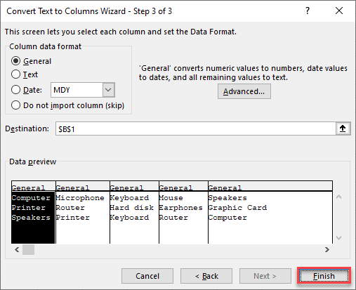 split multiple text to columns 4