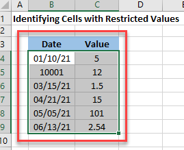 restricted values clear data restriction