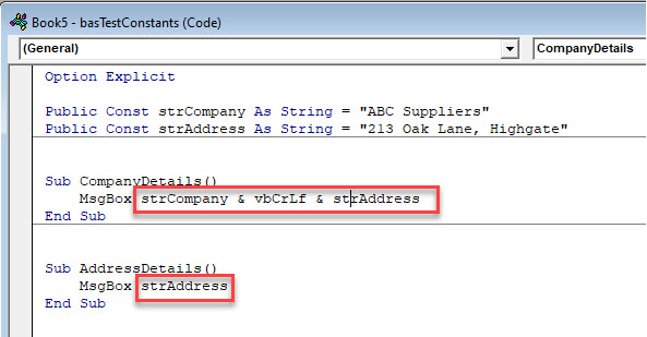 VBA Constants Constants Repeated