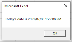 VBA Date MsgBox Now