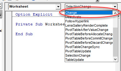 VBA Pivot Change Event Select Change