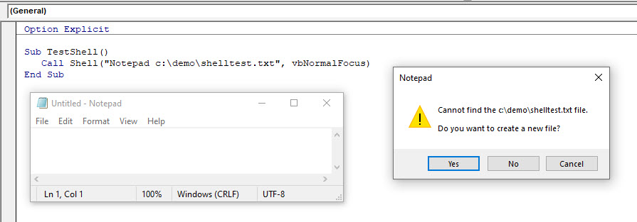 VBA Shell Notepad FileNotFound
