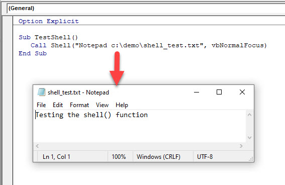 VBA Shell Notepad OpeningExisting