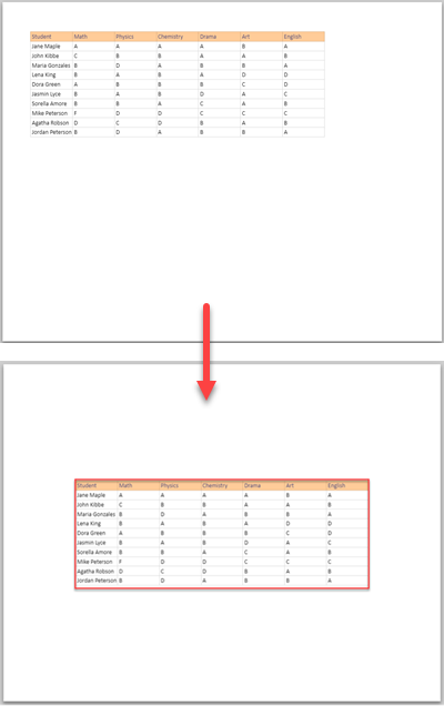 center worksheet horizontally vertically 9