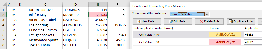 cond format rules manager