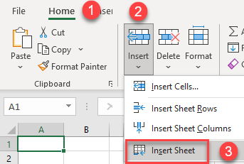 insert add new worksheet tab 2