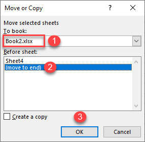 move a sheet into existing workbook 2