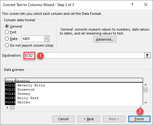 text to column fixed step 3a