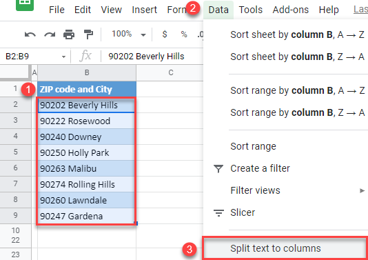 text to columns google sheets2