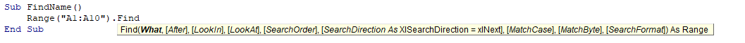 VBAFind Syntax