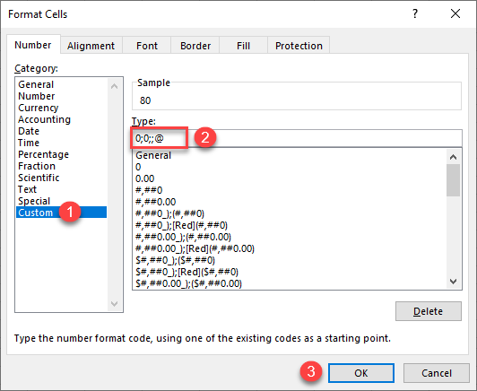 hide zeroes custom number format 2