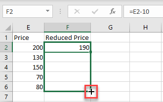 subtract multiple cells 12