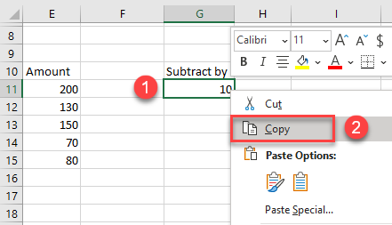 subtract multiple cells 14