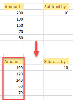 subtract multiple cells 6