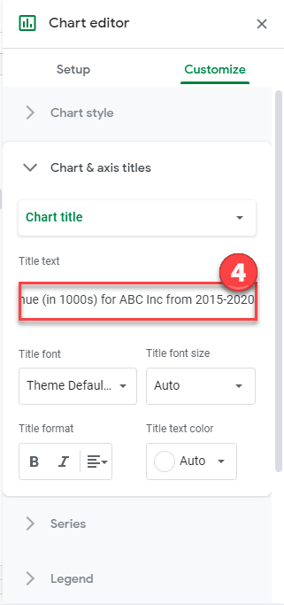 Add Change Title Name in Chart Google Sheets