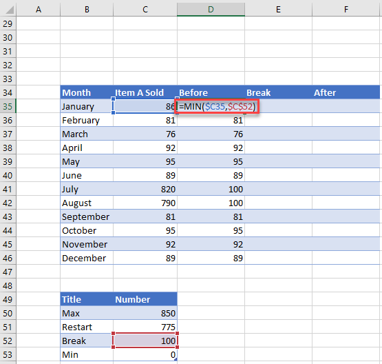 Before Formula for Excel for Broken Axis Excel