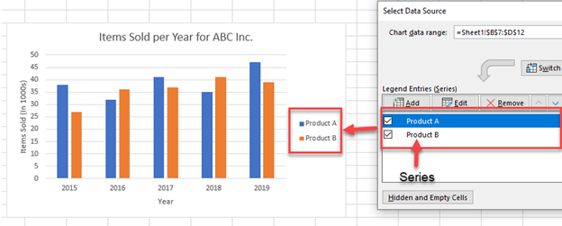 Change Series Names in Graph for Excel