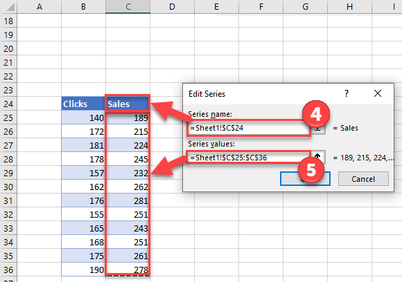 Edit Series for Multiple Lines Graph Chart Excel