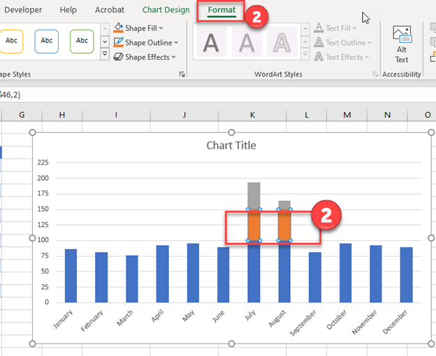 Format Break in Axis for Stacked Bar Graph Excel