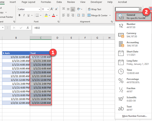 Format Table for Date and Time in Excel