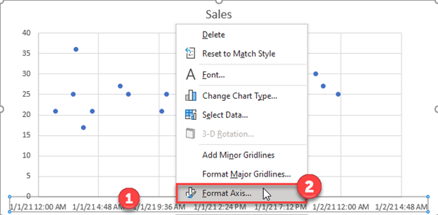 Format X Axis Chart Graph in Excel