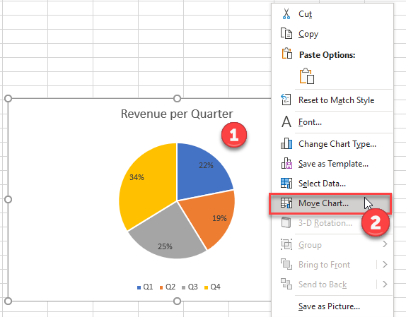Move Excel Chart to New Tab Worksheet