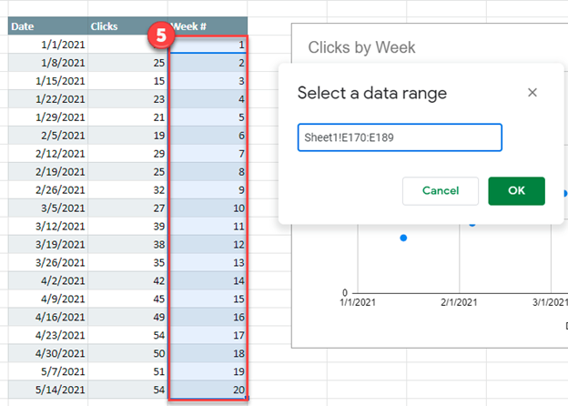 New X Value Series in Google Sheets