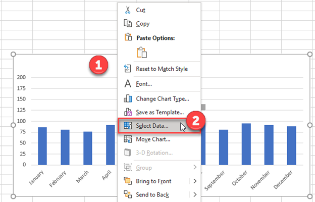 Select Data for Axis Break in Excel Graph