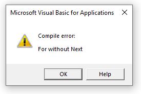 VBACompileError NoNext