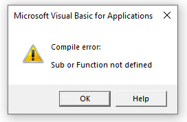 VBACompileError NoProcedure