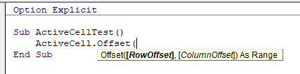 VBA ActiveCell Offset Syntax