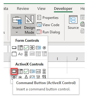 VBA Buttons ActiveX Button