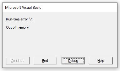 VBA Out of Memory Error - Automate Excel