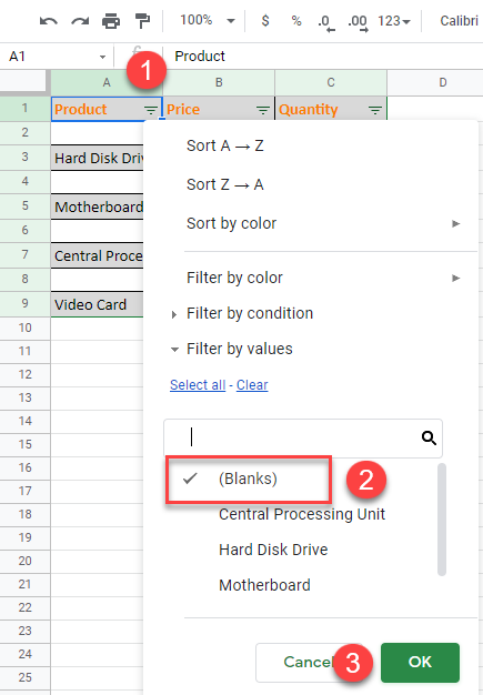 delete rows blank cells 21