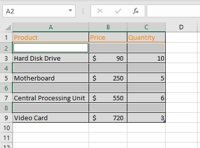 delete rows blank cells 4