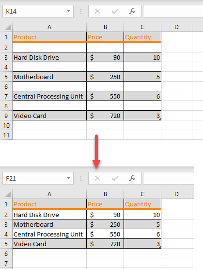 delete rows blank cells 7