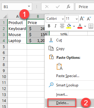 delete shift cells left 3