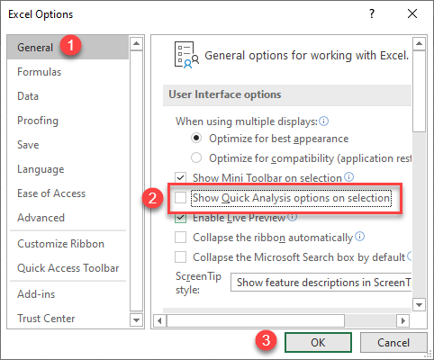 disable quick analysis