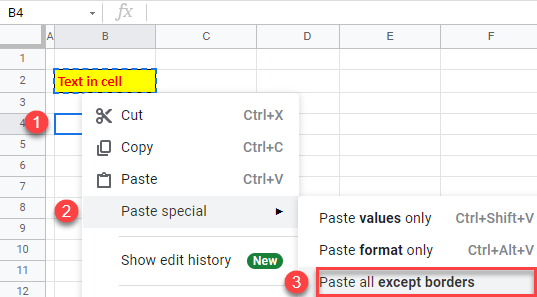 google sheets copy without borders 2
