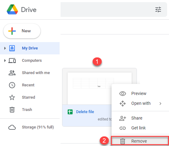 google sheets delete file in google drive