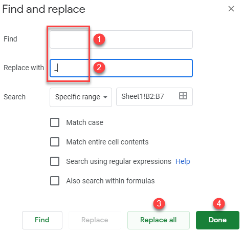 google sheets replace space with underscore 2
