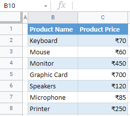 insert rupee sign google sheets final