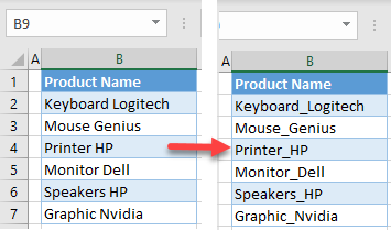 replace space with underscore initial data