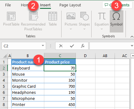 bitcoin symbol excel