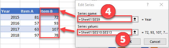 Add Header and Values to New Series in Excel