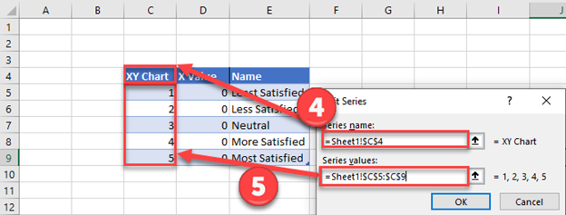 Add New Series to Replace Numbers with Text Excel