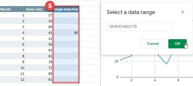 Add Series for Single Data Point in Google Sheets