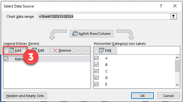 Add Series for Text Numbers Graph in Excel