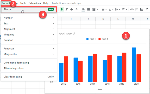 Change the Theme Color for a Graph or Chart in Google Sheets