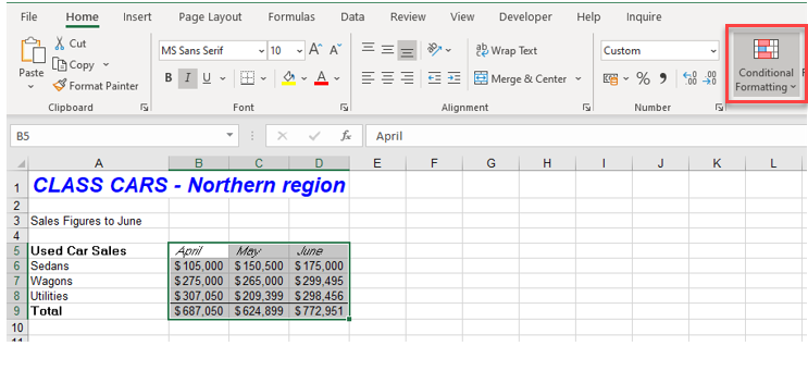 compare sheets ribbon conditional formatting